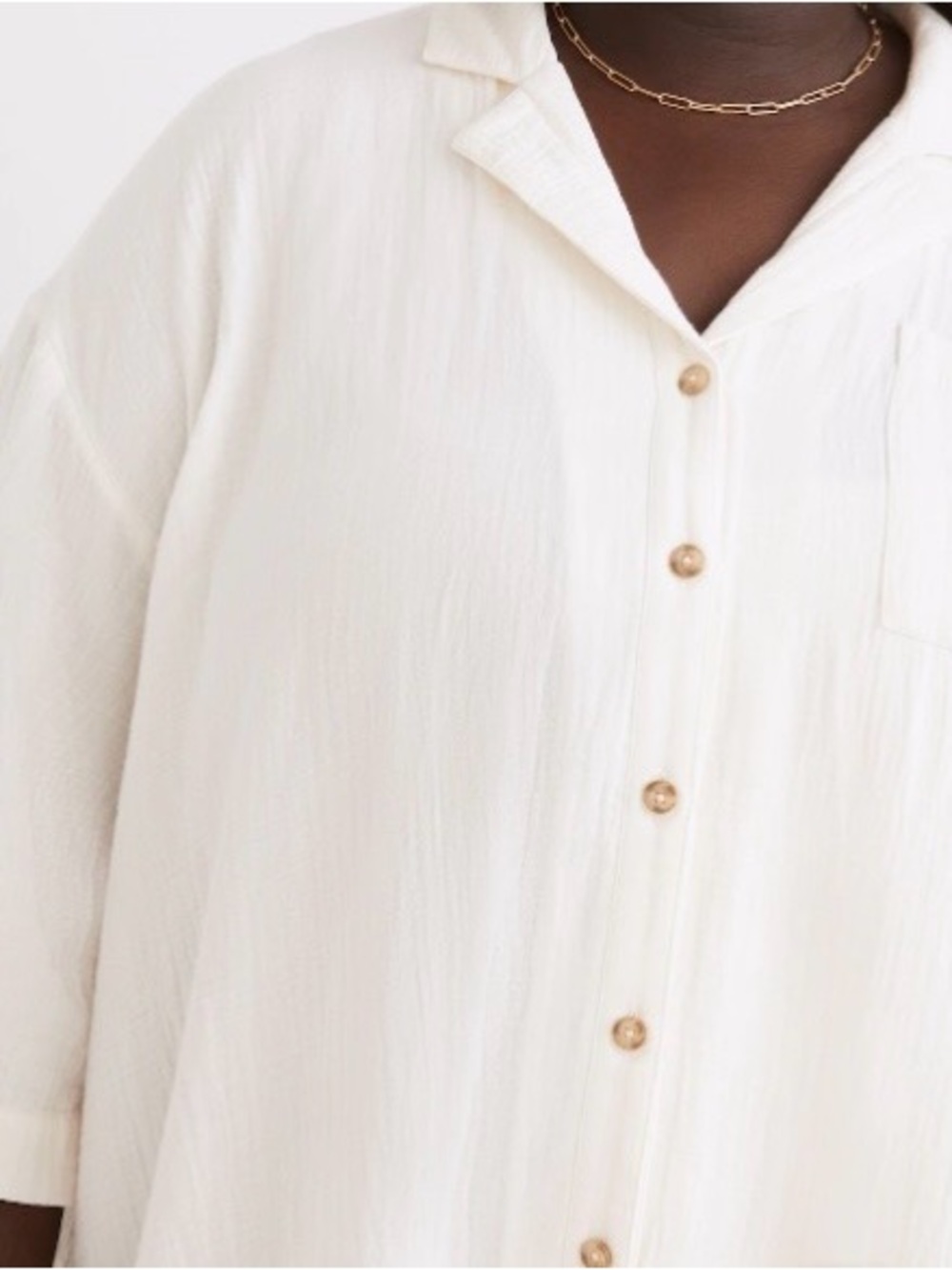 🧉Madewell Cream Textured Button-Front Dress - Picture 2 of 7